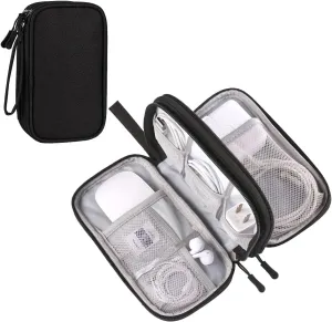 Tech Organizer Travel Case, Carrying Tech Kit for Electronics and Accessories (Medium, Black)