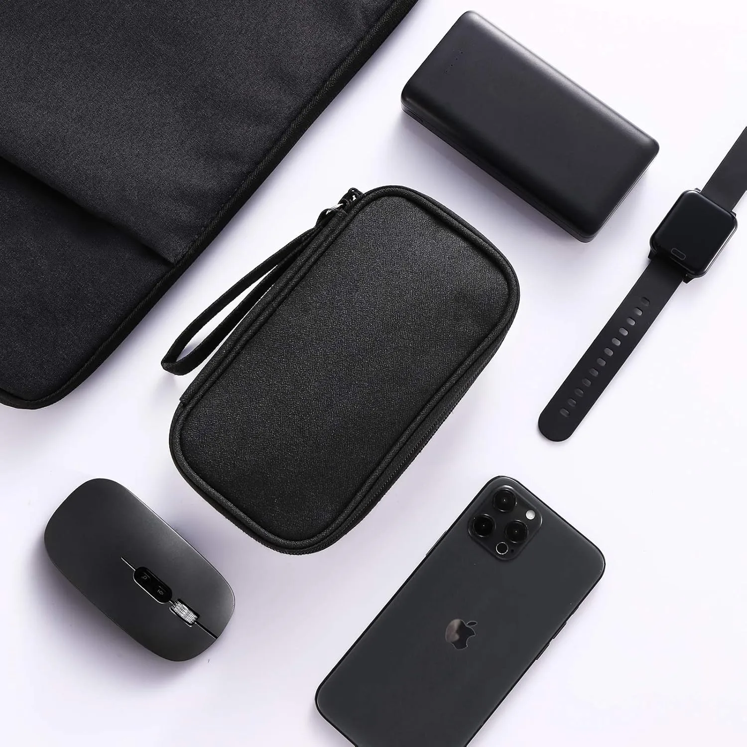 Tech Organizer Travel Case, Carrying Tech Kit for Electronics and Accessories (Medium, Black)