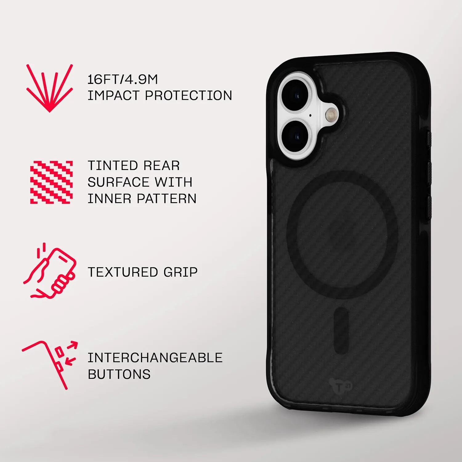 Tech21 EvoArmor case for iPhone 16 - Compatible with MagSafe - Impact Protection Case 21x Military Standard Tested in Black