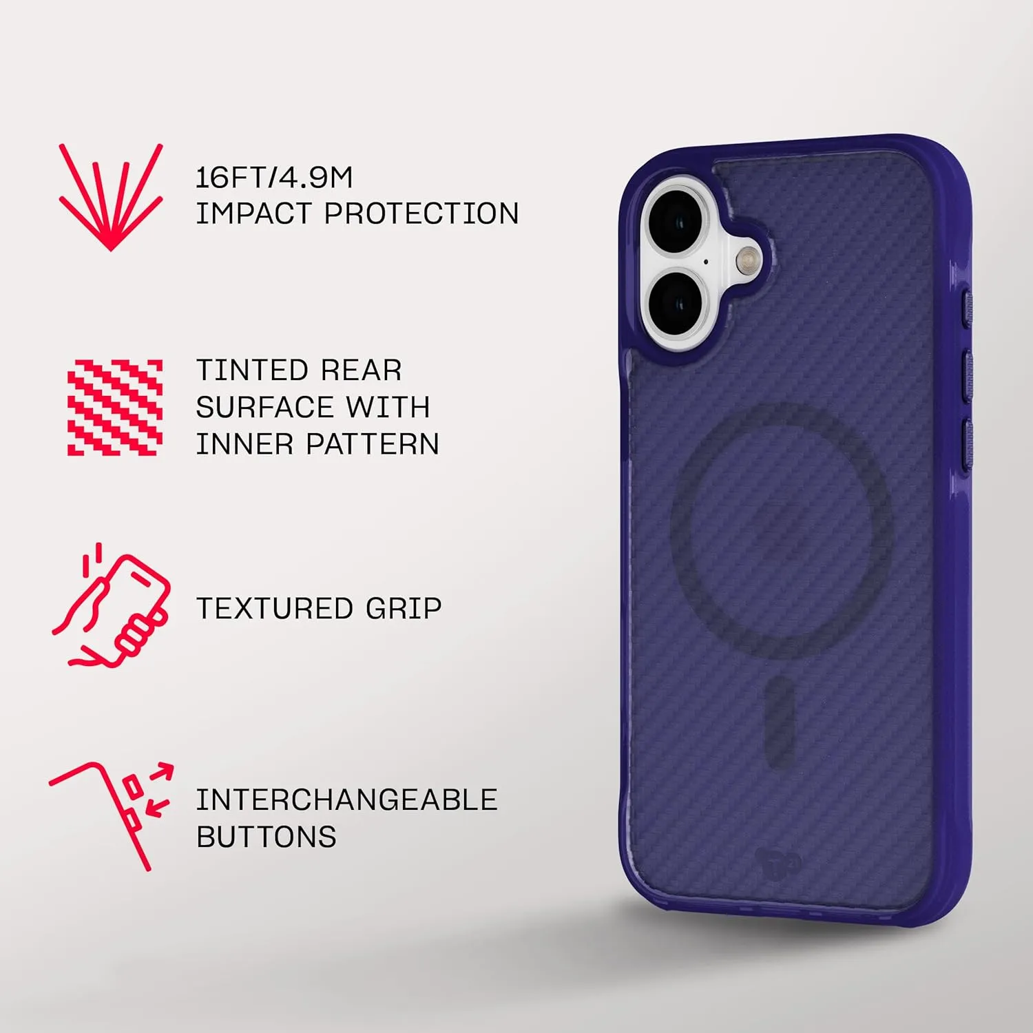 Tech21 EvoArmor for iPhone 16 Plus - Compatible with MagSafe - Impact Protection Case 21x Military Standard Tested in Purple