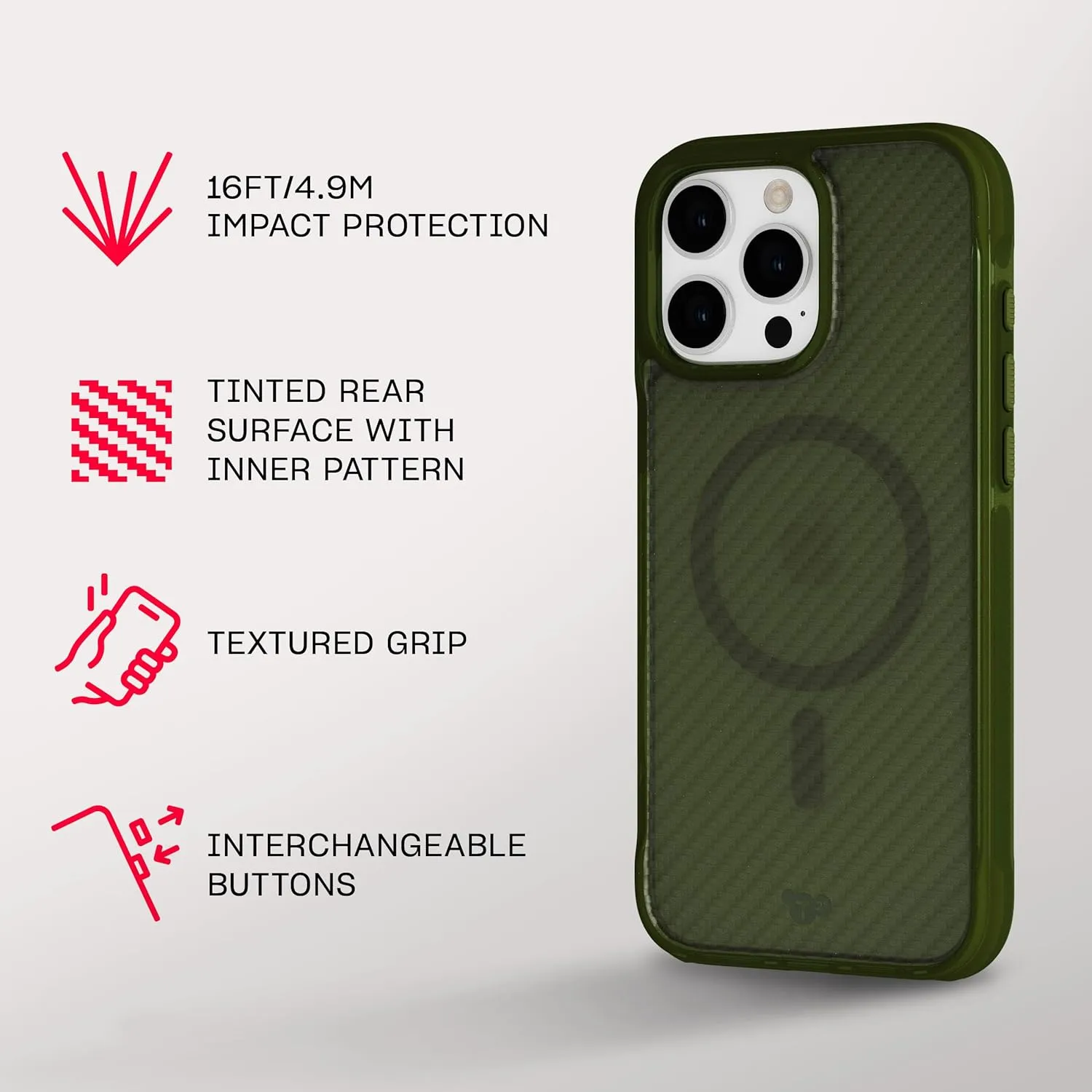 Tech21 EvoArmor for iPhone 16 Pro Max Compatible with MagSafe - Impact Protection Case 21x Military Standard Tested in Green