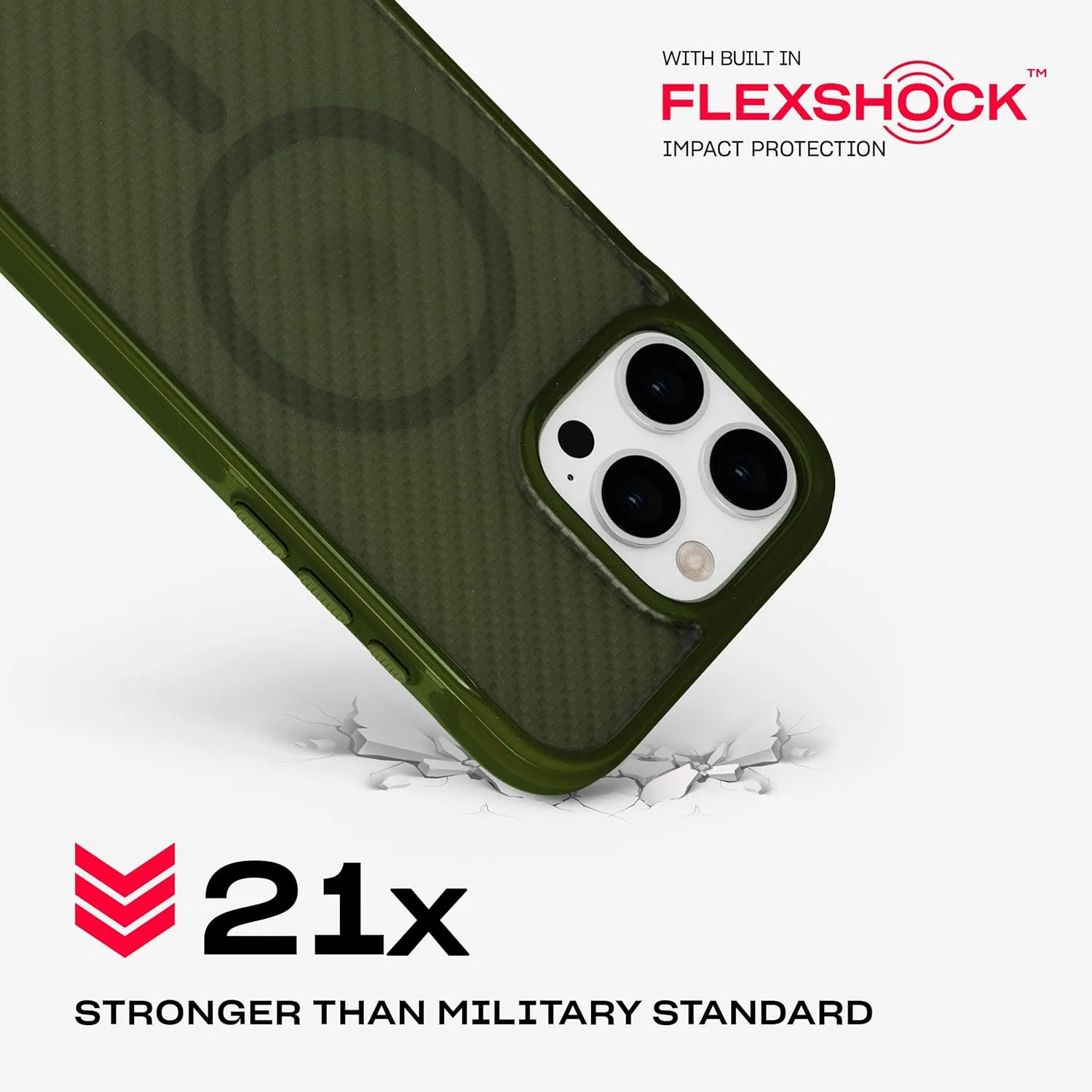Tech21 EvoArmor for iPhone 16 Pro Max Compatible with MagSafe - Impact Protection Case 21x Military Standard Tested in Green