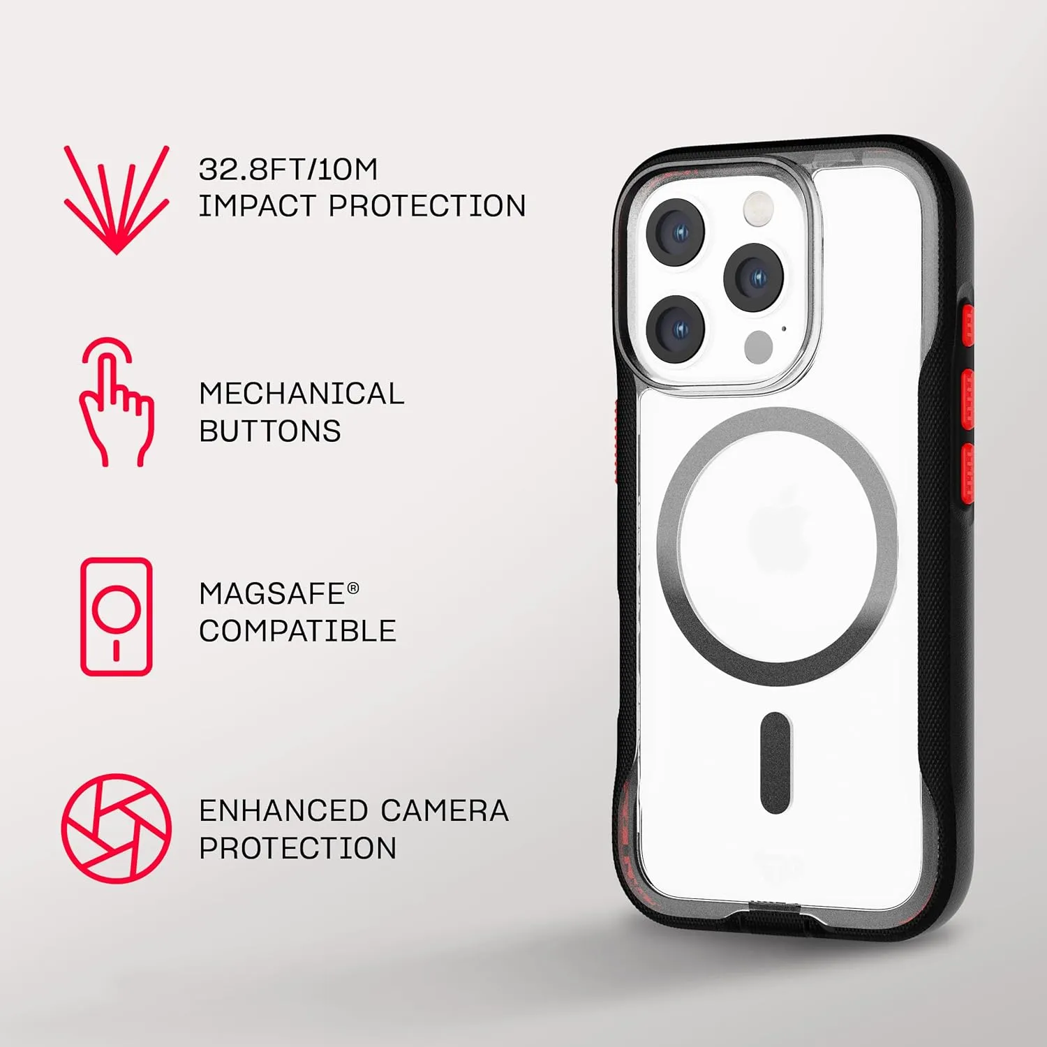 Tech21 EvoPro for iPhone 16 Pro Compatible with MagSafe - Impact Protection Case 21x Military Standard Tested - in Clear/Black