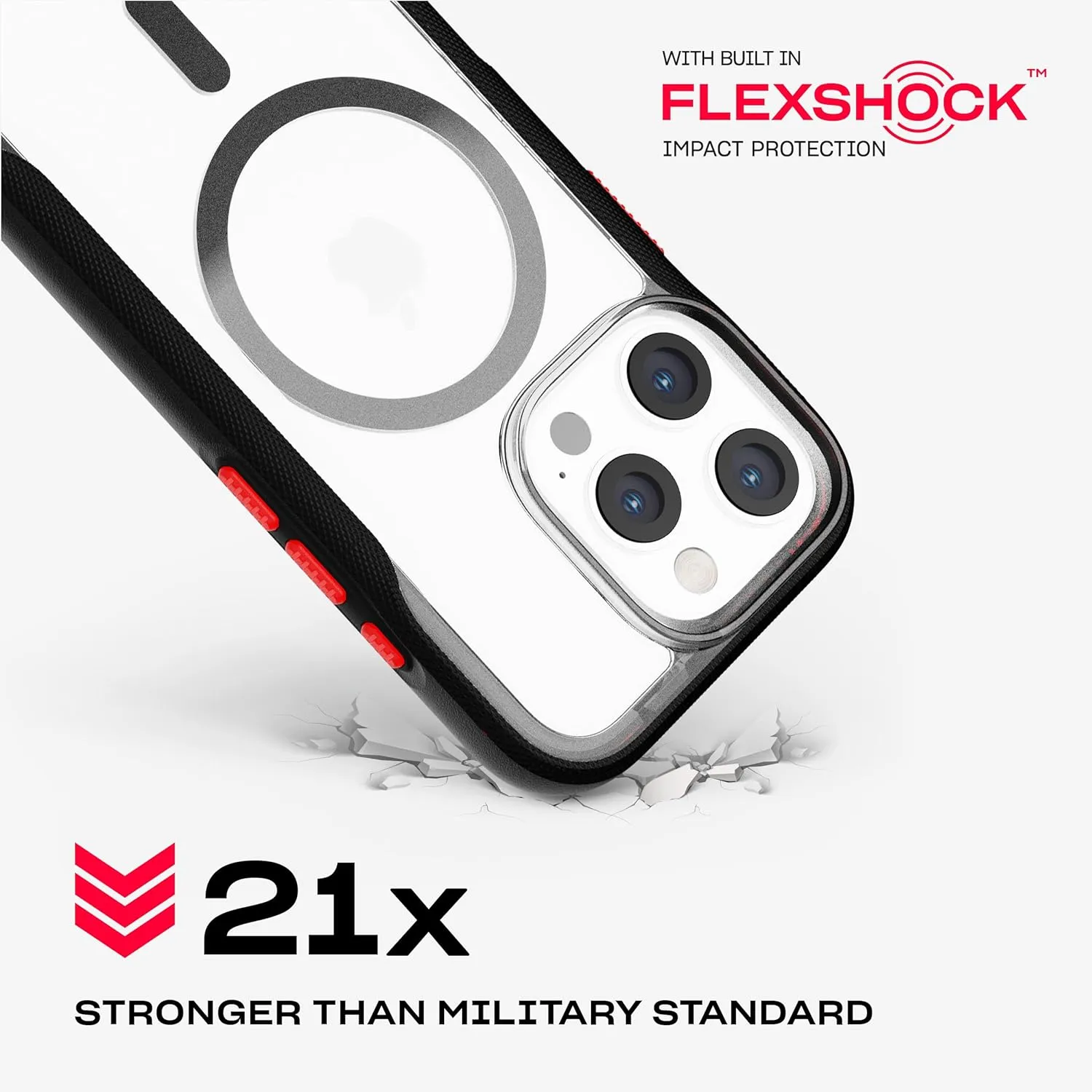 Tech21 EvoPro for iPhone 16 Pro Compatible with MagSafe - Impact Protection Case 21x Military Standard Tested - in Clear/Black