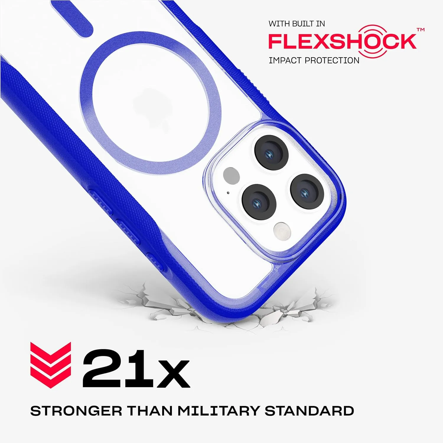 Tech21 EvoPro for iPhone 16 Pro Compatible with MagSafe - Impact Protection Case 21x Military Standard Tested - in Clear/Blue