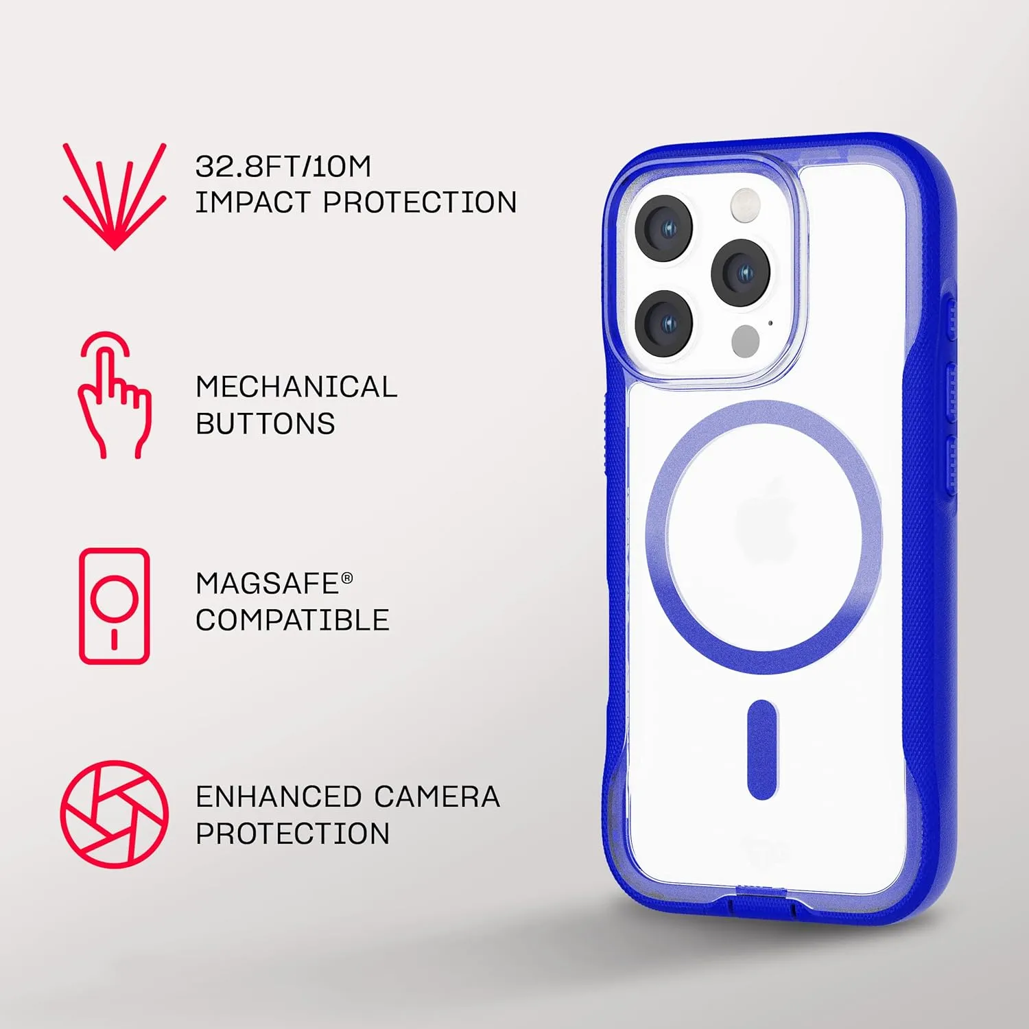 Tech21 EvoPro for iPhone 16 Pro Compatible with MagSafe - Impact Protection Case 21x Military Standard Tested - in Clear/Blue