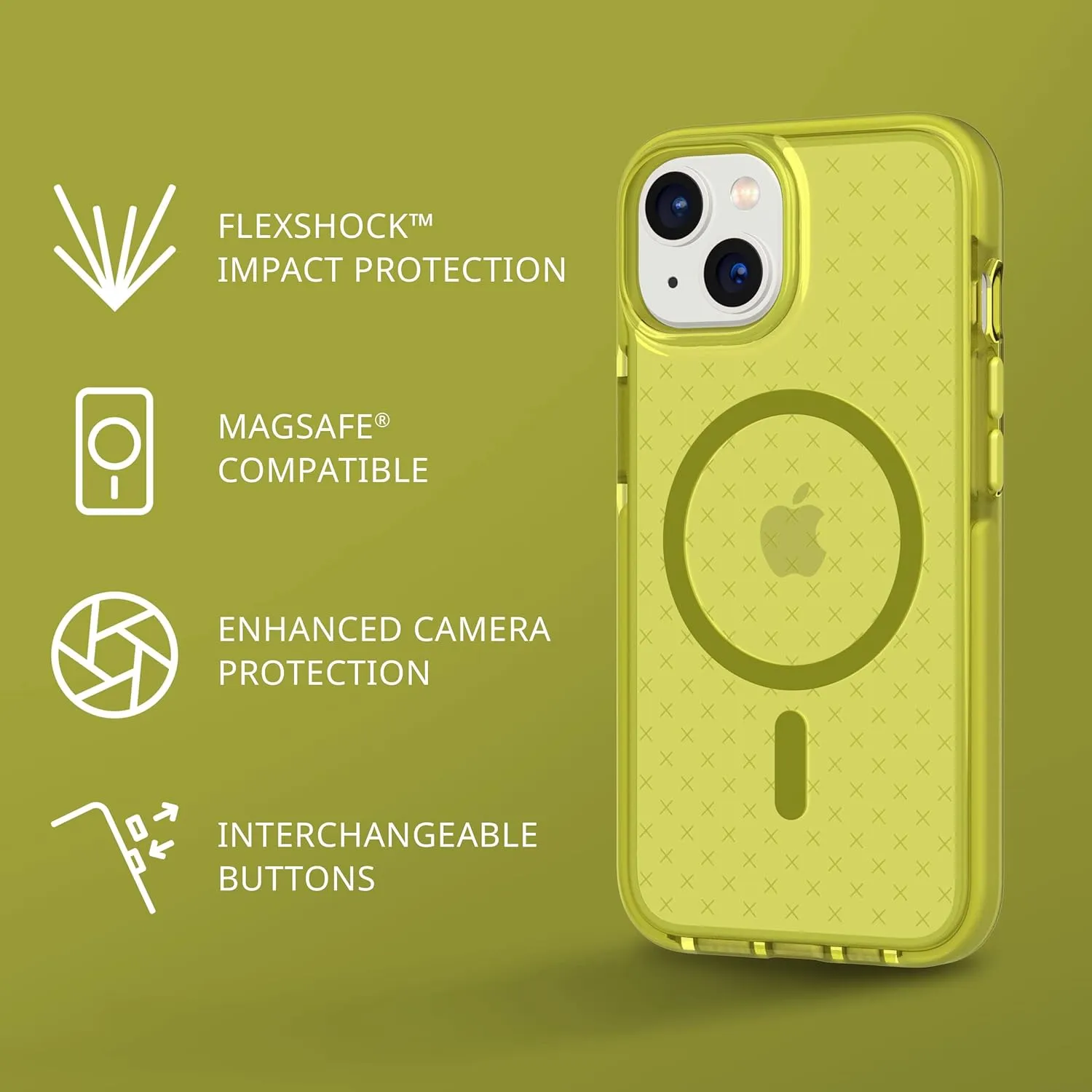tech21 iPhone 14 Evo Check Compatible with MagSafe® – Shock-Absorbing & Slim Protective Phone Case with 16ft FlexShock Multi-Drop Protection & Extra Buttons
