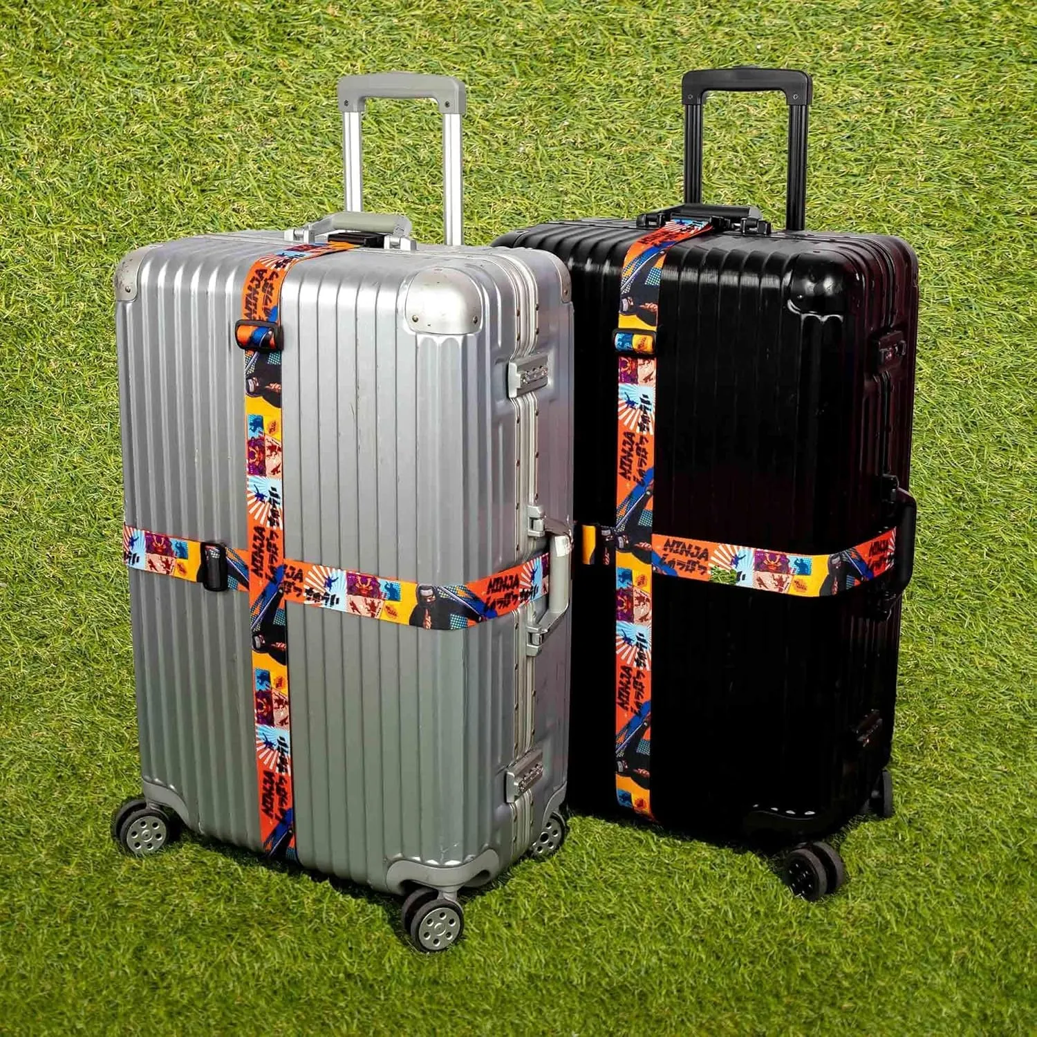 Teeoff Luggage Straps Suitcase Belts Travel Bag Accessories Adjustable 220CM (Japanese Anime - 2 Pack)