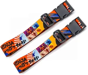 Teeoff Luggage Straps Suitcase Belts Travel Bag Accessories Adjustable 220CM (Japanese Anime - 2 Pack)