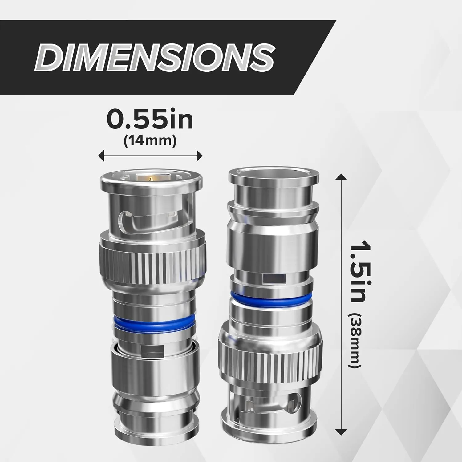 THE CIMPLE CO BNC Compression Connector for RG6 Coaxial Cable - Pack of 100 - Solid Construction with High Grade Metals - Male BNC Connectors for CCTV, SDI, HD-SDI, Siamese, Security Camera