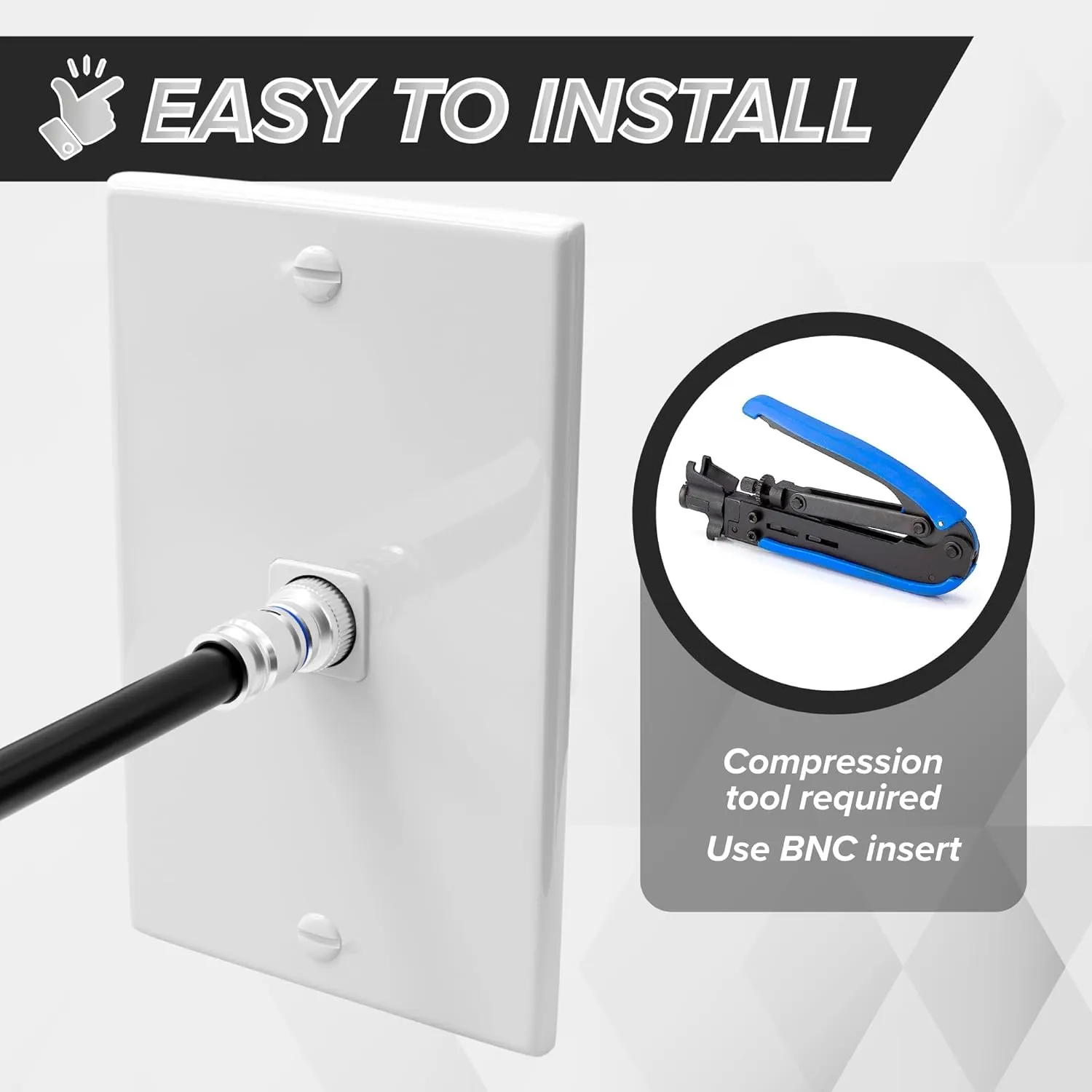 THE CIMPLE CO BNC Compression Connector for RG6 Coaxial Cable - Pack of 100 - Solid Construction with High Grade Metals - Male BNC Connectors for CCTV, SDI, HD-SDI, Siamese, Security Camera