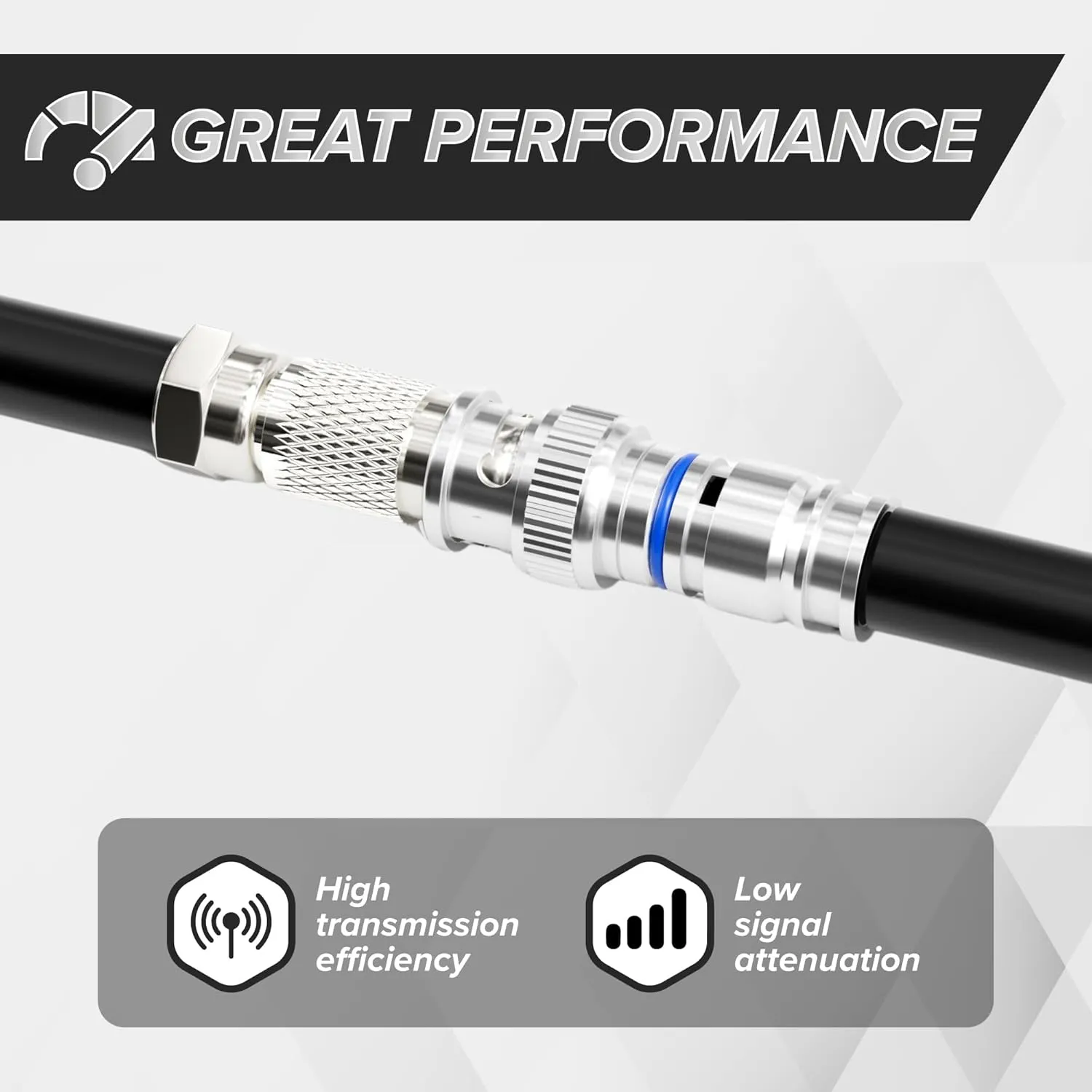 THE CIMPLE CO BNC Compression Connector for RG6 Coaxial Cable - Pack of 100 - Solid Construction with High Grade Metals - Male BNC Connectors for CCTV, SDI, HD-SDI, Siamese, Security Camera