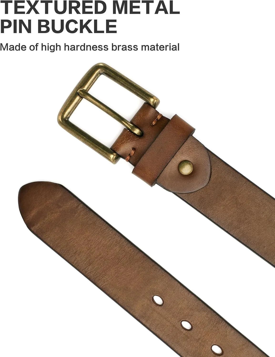 Thicken Full Grain Leather Mens Belt Heavy Duty Work Belt High Hardness Buckle Packed In Gift Box