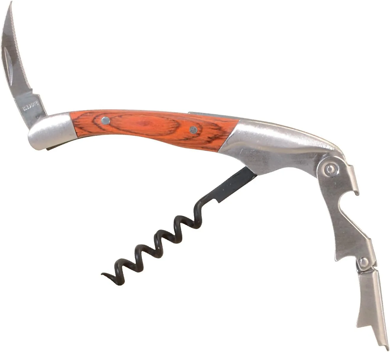 Thirsty Rhino Rapace, Professional Waiter's Corkscrew Wine Bottle Opener With Foil Cutter, Mahogany Wood (Set of 4)