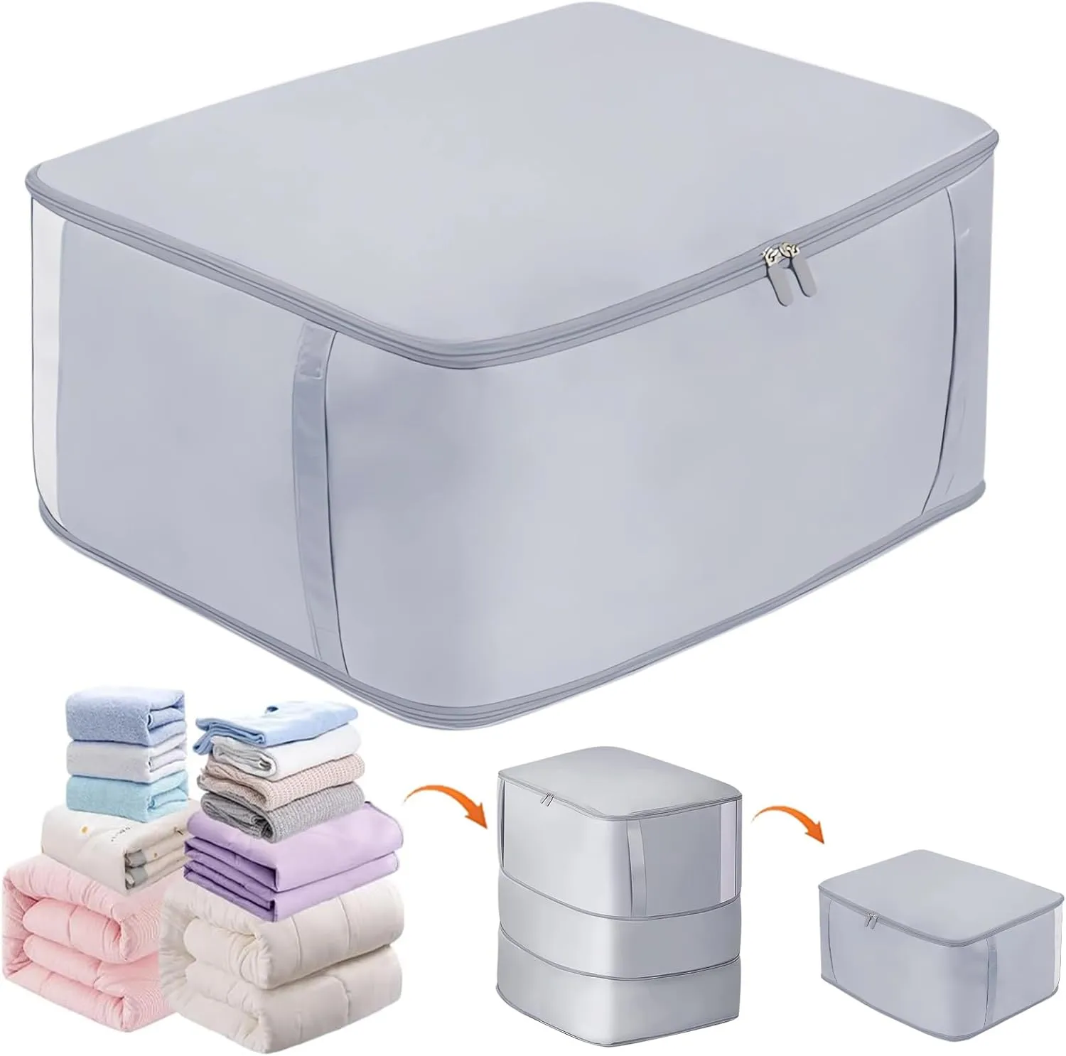 TIGARI Ultra Space Saving Self Compression Organizer, Storage Bag for Comforters, Blankets, Bedding and Clothes, Compression Packing Cubes Moving Bags, Storage and Organization for Travel