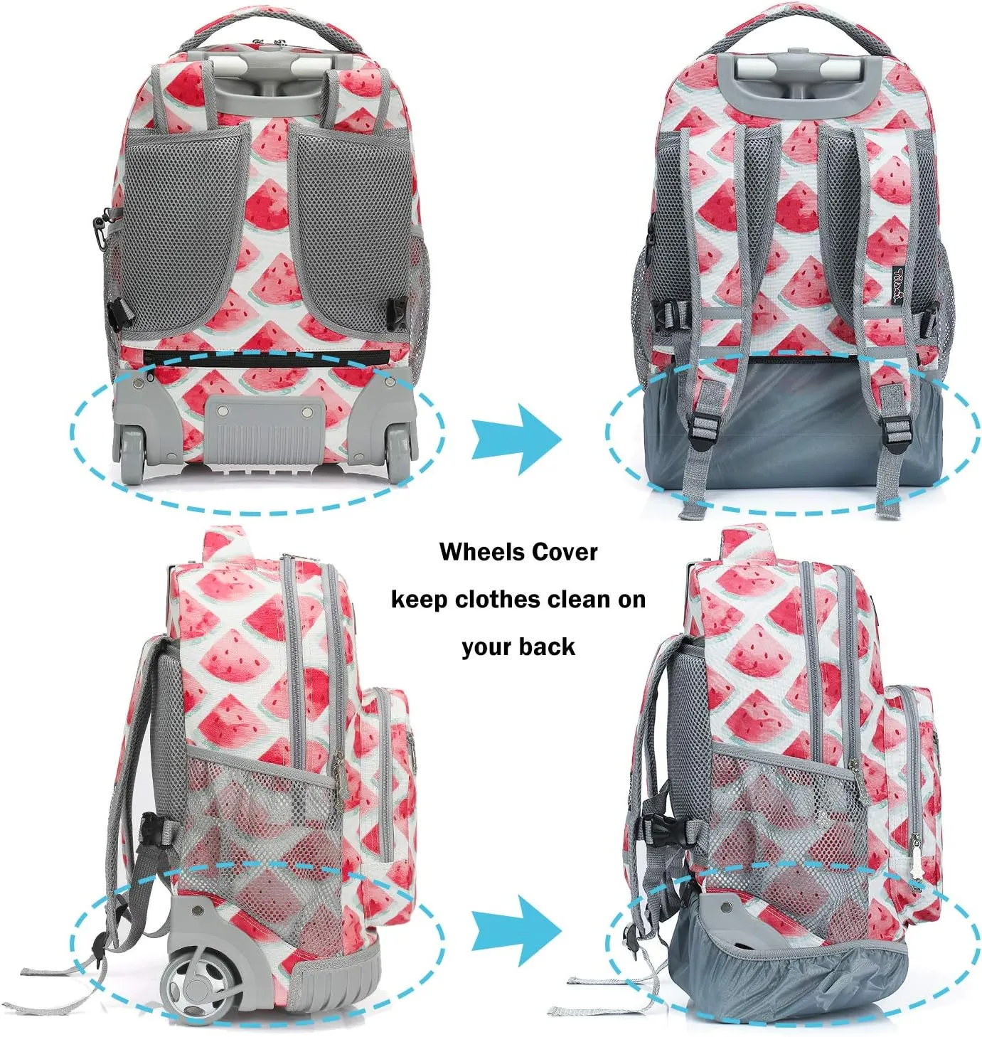 Tilami Rolling Backpack 19 inch Wheeled Boys Girls Travel School Student Trip…