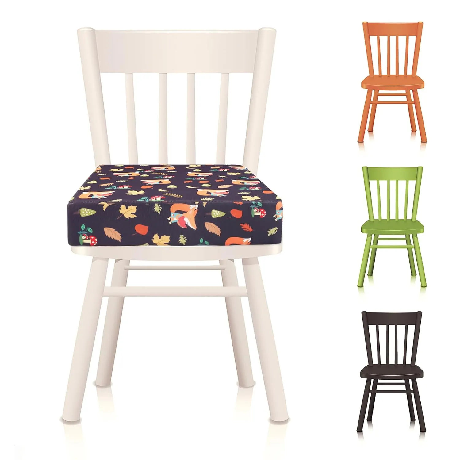 Toddler Booster Seat for Dining Table, Stronger Support Double Safe Straps Booster Seat Dining Toddler, Portable Travel Increasing Cushion (Black Fox)