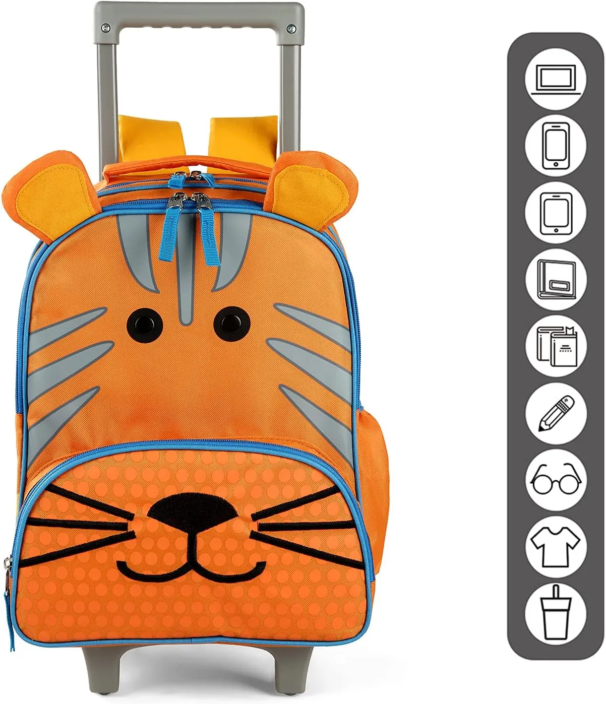 Toddler Rolling Backpack 16 inch Kids Wheeled Backpack Boys Girls Travel School Children Luggage Toddler Trip, Lion