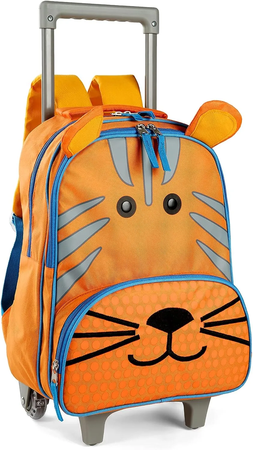 Toddler Rolling Backpack 16 inch Kids Wheeled Backpack Boys Girls Travel School Children Luggage Toddler Trip, Lion