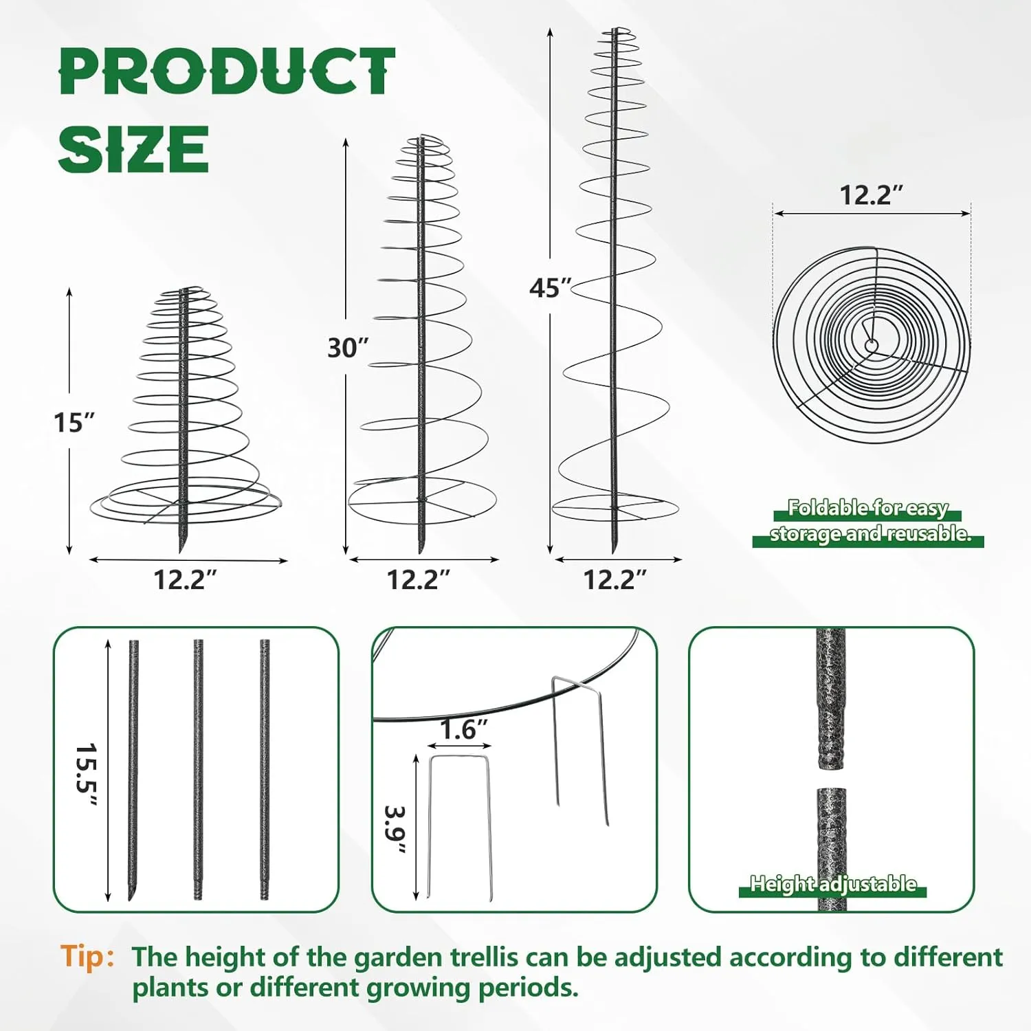 Tomato Cage, 45" Trellis for Climbing Plants Indoor Outdoor, Garden Trellis with Poles Adjustable, Metal Tomato Plant Support for Vegetables Bean Cucumber Climbing Plant Growing Rose Trellis