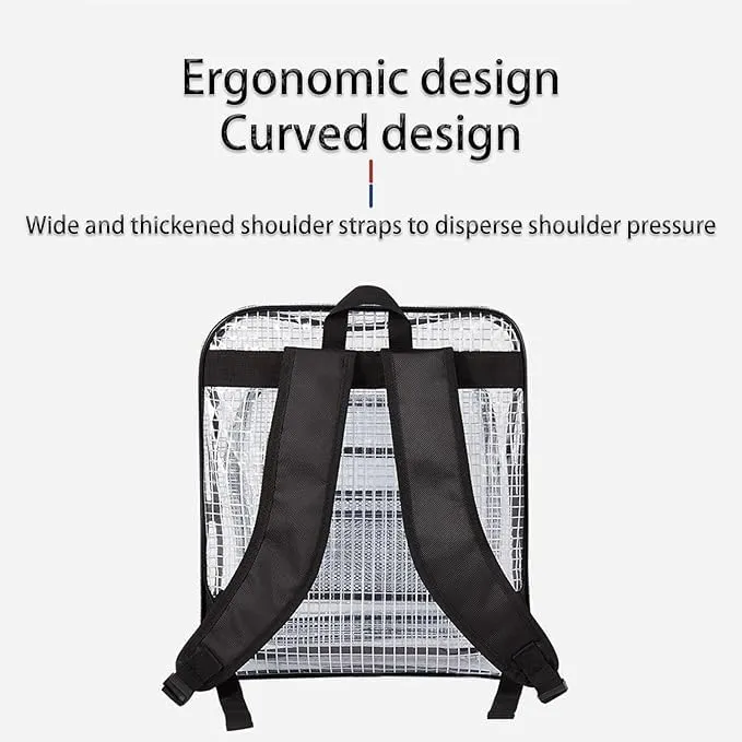 Tool Backpack, Cleanroom Accessories Professional Heavy Duty Storage Organizer Mesh Transparent Bag for Engineer Electrician, Anti-Static Full Clear Backpack for Electrician, Engineer ﻿ (B)