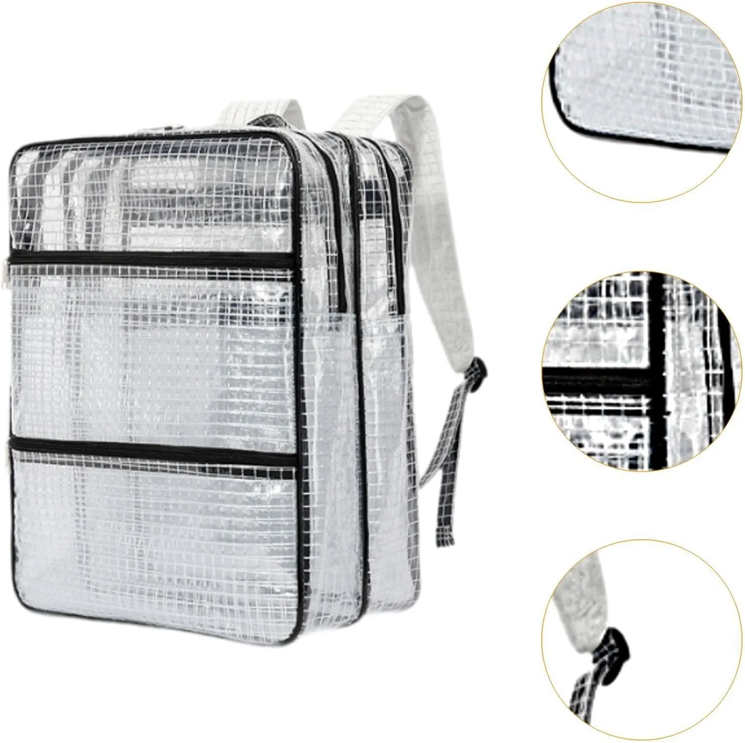 Tool Backpack Storage Organizer Mesh Transparent Bag Cleanroom Accessories for Electrician, White and Black, 35cmx20cmx45cm
