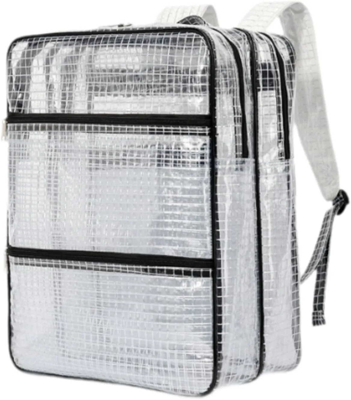 Tool Backpack Storage Organizer Mesh Transparent Bag Cleanroom Accessories for Electrician, White and Black, 35cmx20cmx45cm