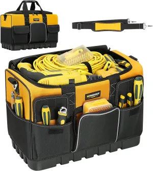 Tool Bag, 18-inch Tool Organisers, 600 Denier Large Tool Bag for Home DIY & Equipment Storage, Yellow and Black (46cm/18inch)