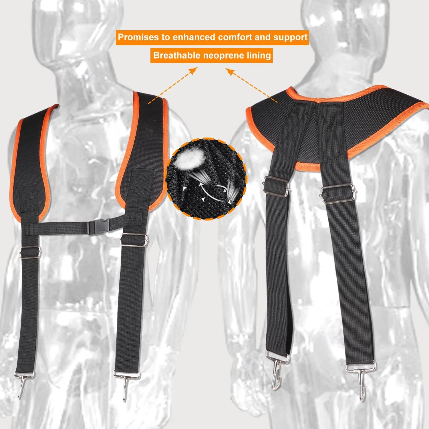 Tool Belt With Suspenders, 22 Pockets Tool Bags, Multi-Functional Adjustable Waist Tool Belt Heavy Duty Tool Organizer Suitable for Electrician,Framers,Carpenter, Construction (black, medium)