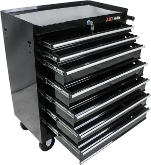 Tool Chest with 7-Drawer Tool Box Organizers and Storage,Rolling Multifunctional Tool Cart on Wheels,Tool Storage Organizer Cabinets with Key Locking for Garage, Warehouse, Repair Shop. (Black)