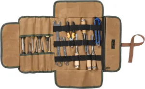 Tool Roll Bag | Heavy Duty 16oz Waxed Canvas Wrench Set Roll, Elastic Band Slots   9 Regular Slots - Khaki, Portable Hand Tool Storage Pouch for Wrench Plier Nuts Carpentry Tools | 24" x 12"