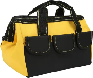 Tool Storage Bag,16In Top Wide Mouth Tool Bag Tool Bag Wide Mouth Heavy Duty Water Proof Portable Handheld Tool Tote Bag (Yellow)