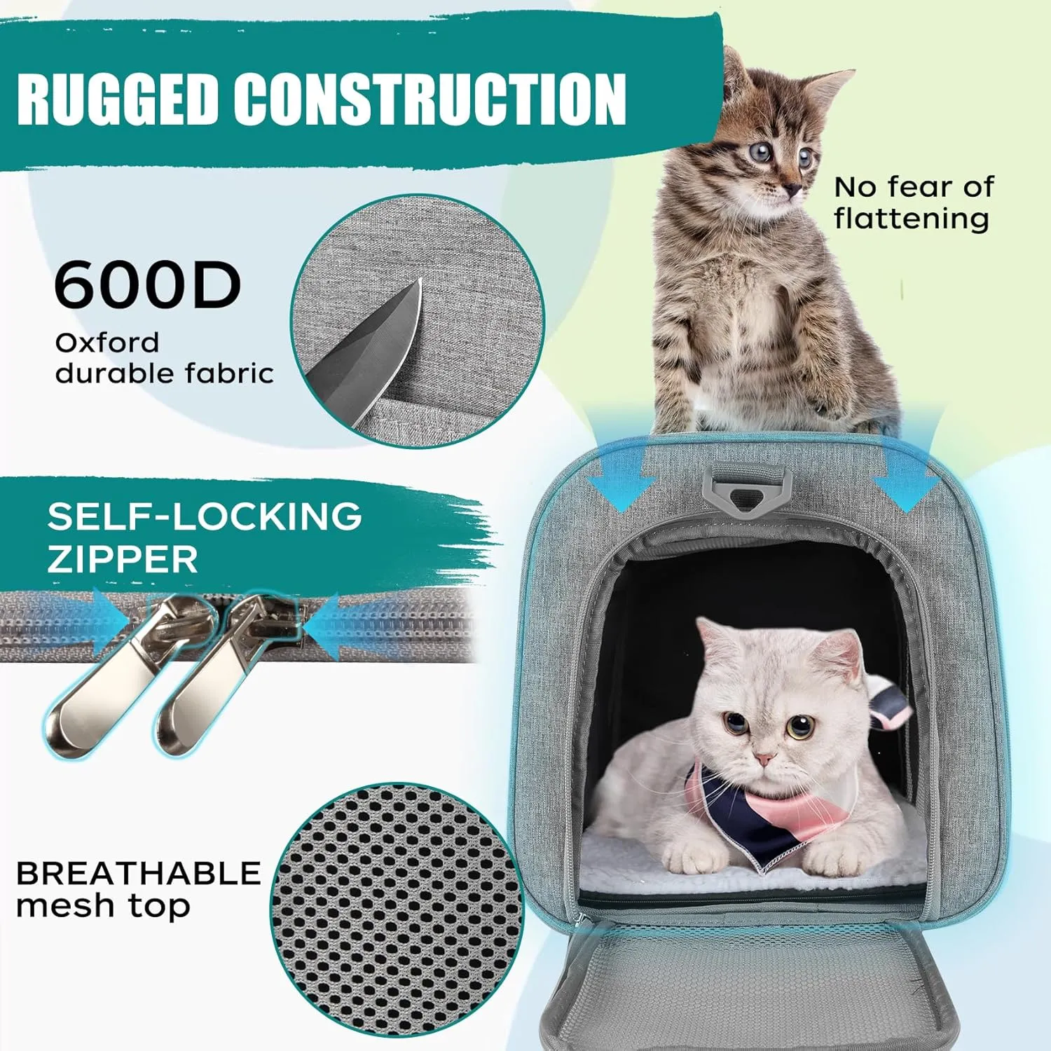 Top tasta Dog Cat Carrier Pet Carriers for Small Medium Large Cats Dogs Carrier Soft Sided Small Puppy Dog Carrier Portable Foldable Airline Approved Dog Cat Travel Carrier Grey Medium