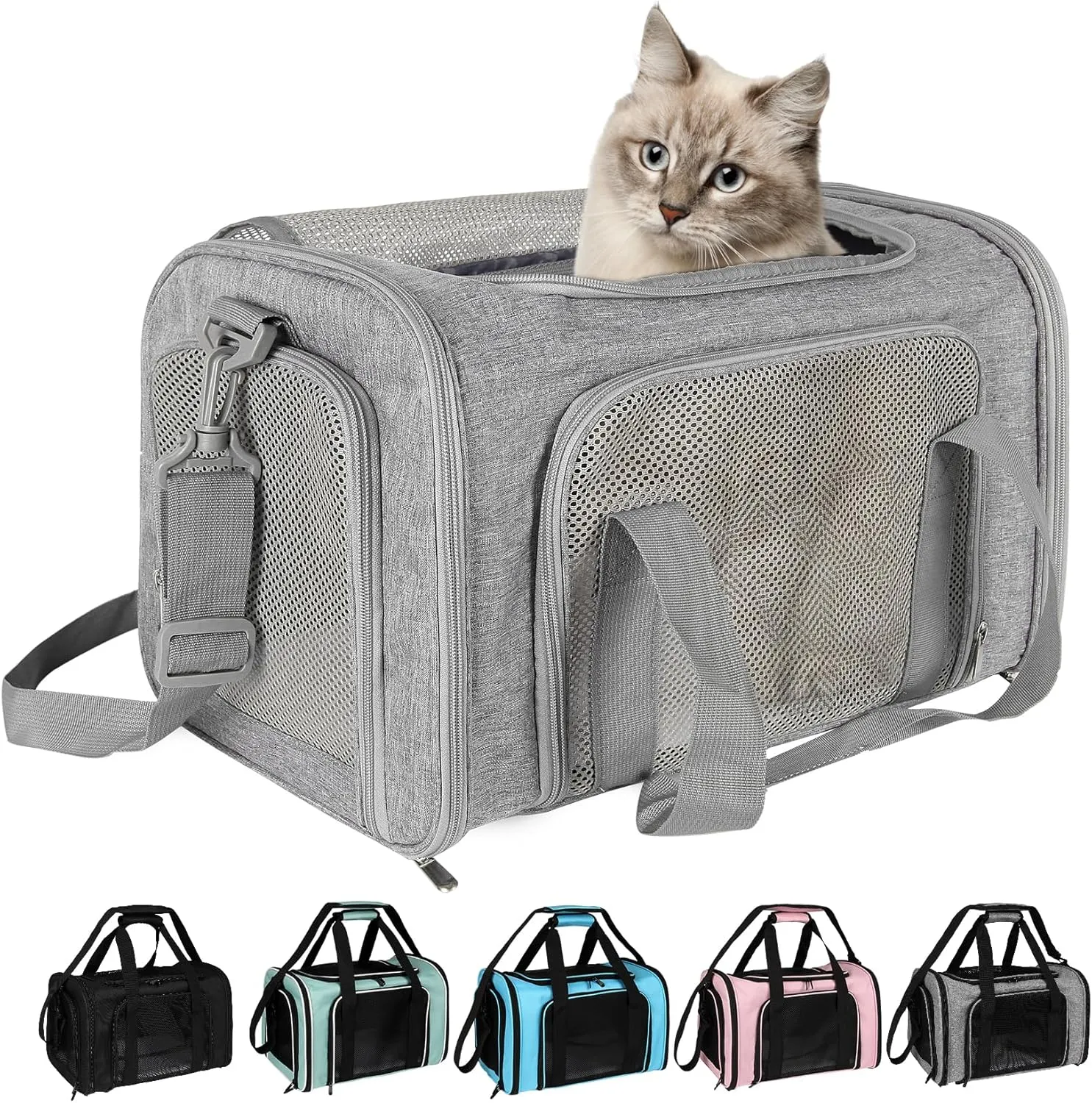 Top tasta Dog Cat Carrier Pet Carriers for Small Medium Large Cats Dogs Carrier Soft Sided Small Puppy Dog Carrier Portable Foldable Airline Approved Dog Cat Travel Carrier Grey Medium