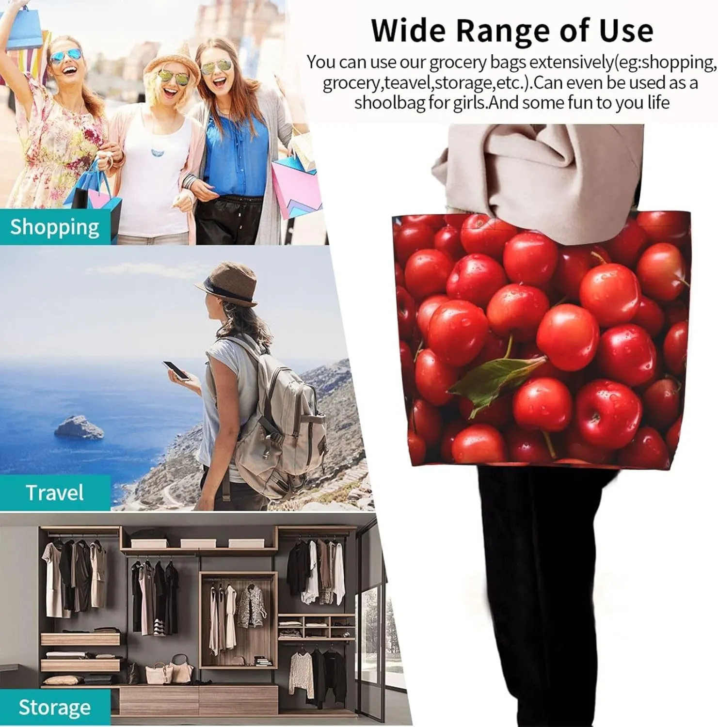 Tote Bag for Women Grocery Bag Reusable Shopping Bag Succulent Plant Handbag Foldable Shoulder Bag