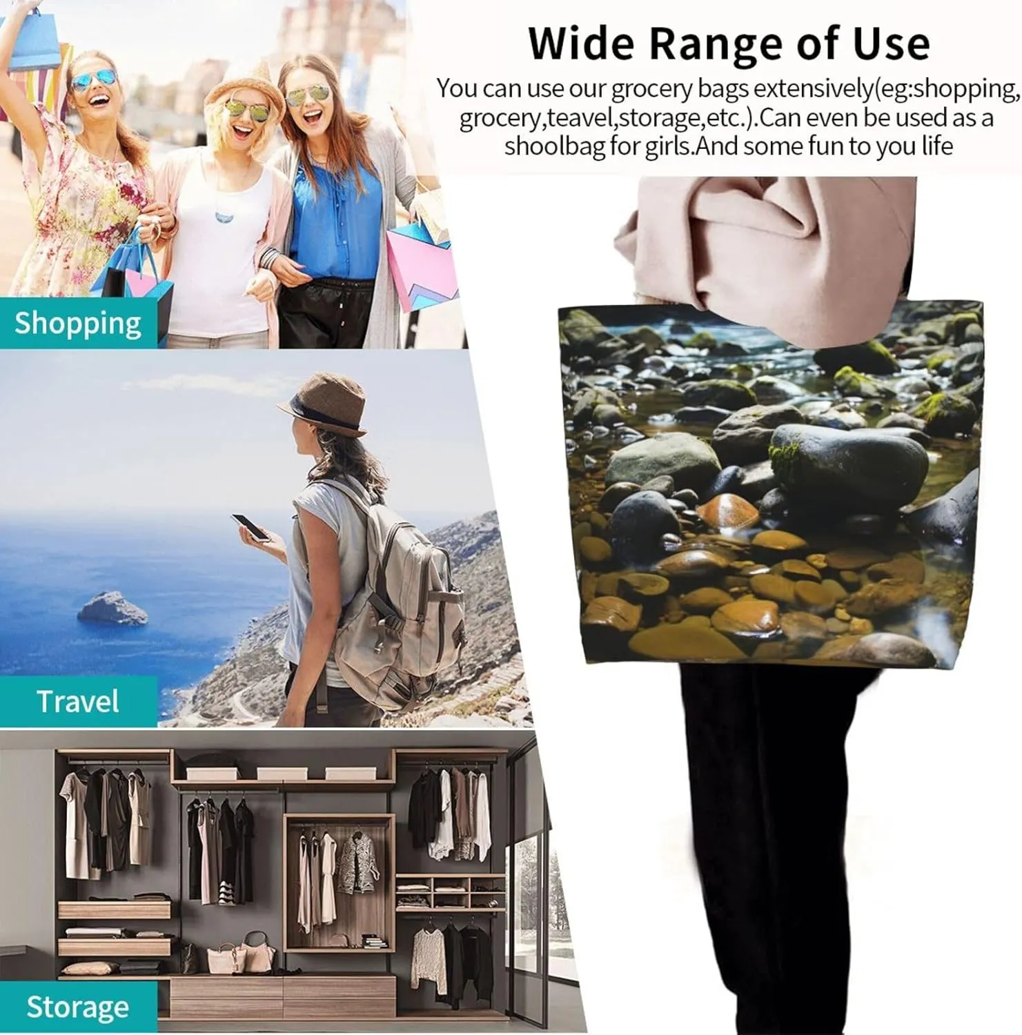 Tote Bag for Women Grocery Bag Reusable Shopping Bag Succulent Plant Handbag Foldable Shoulder Bag