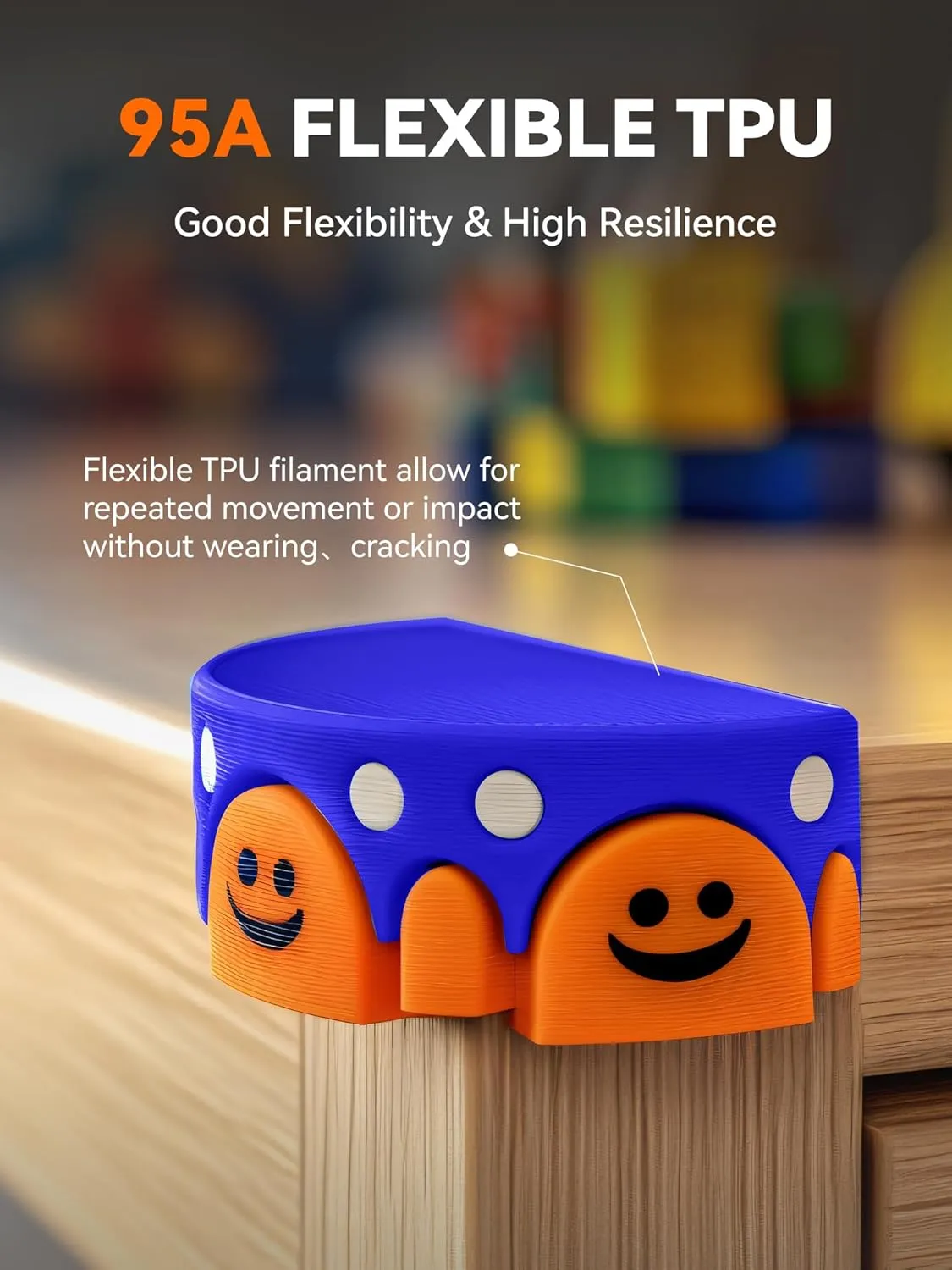TPU Filament 1.75mm, 95A 3D Printer Filament, Flexible TPU Filament for Fast Printing, 250G Spool, 8 Rolls, 2KG in Total, Black White Transparent Grey Red Blue Green Orange