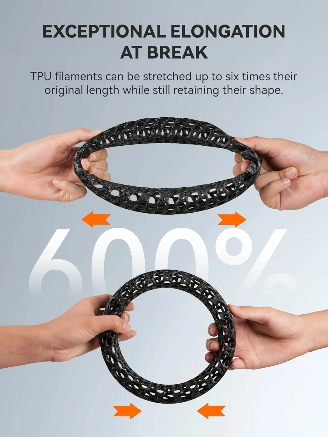 TPU Filament 1.75mm, 95A 3D Printer Filament, Flexible TPU Filament for Fast Printing, 250G Spool, 8 Rolls, 2KG in Total, Black White Transparent Grey Red Blue Green Orange