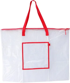 Transparent Art Portfolio Bag Durable Poster Storage Case with Zipper Handle for Bulletin Board Poster Board Organization for Teachers and Students