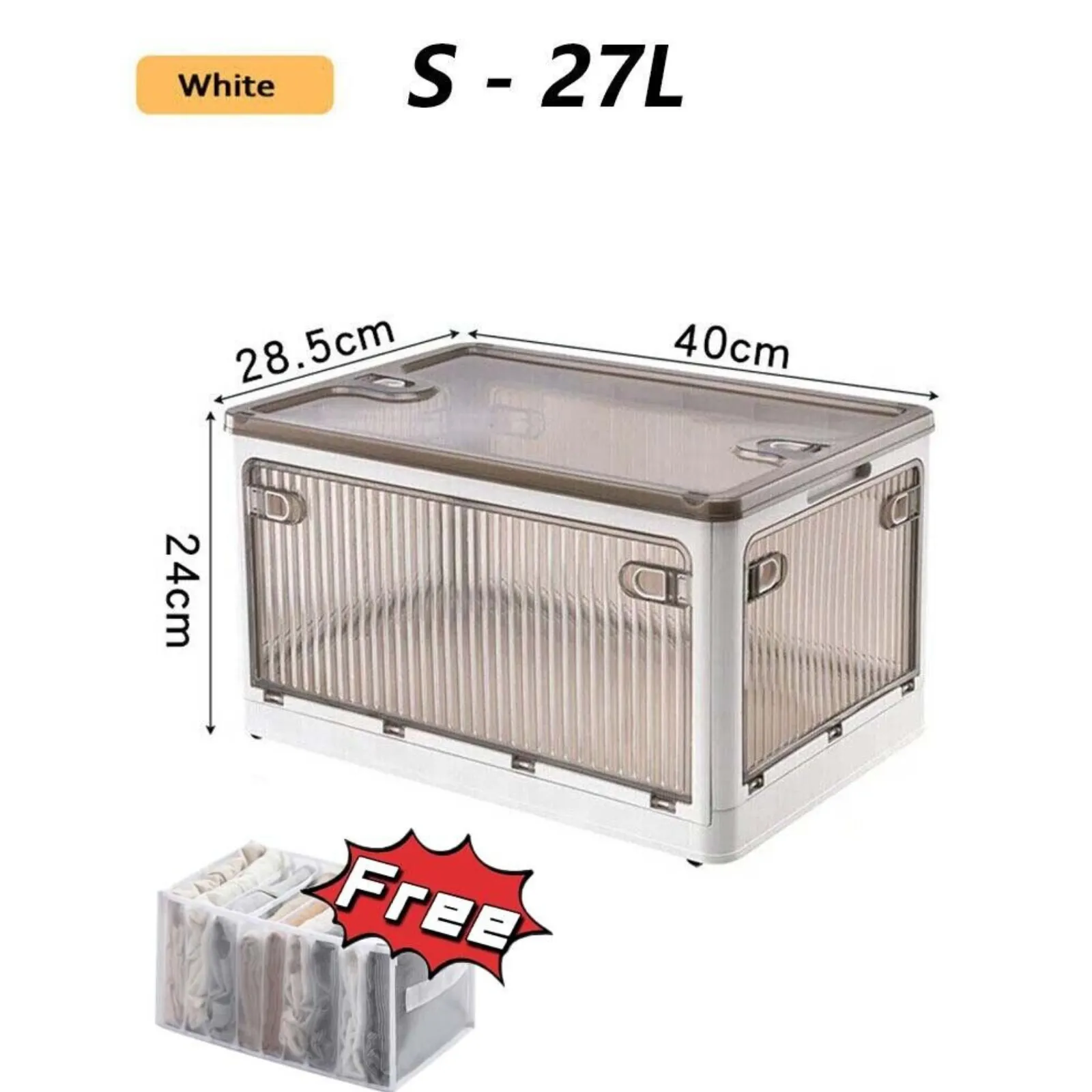 Transparent Foldable New Storage Box 27-S Stackable Organizer