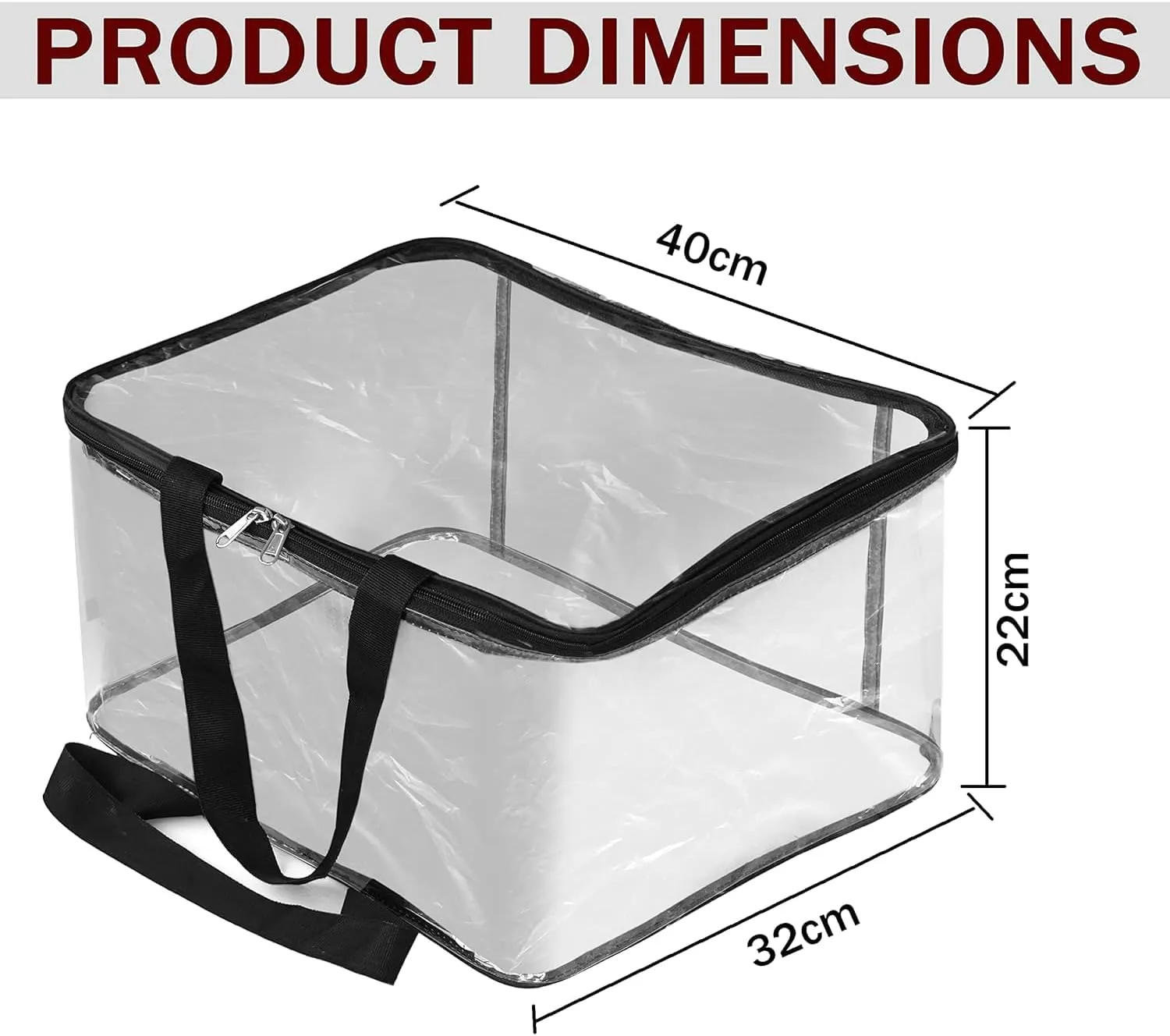 Transparent Pvc Storage Bag for Saree Covers,Clothes, Lehenga, Blankets, Bedsheets, Toys, Docs | Wardrobe Organizer | Clear Storage Box Bag (2, Transparent)