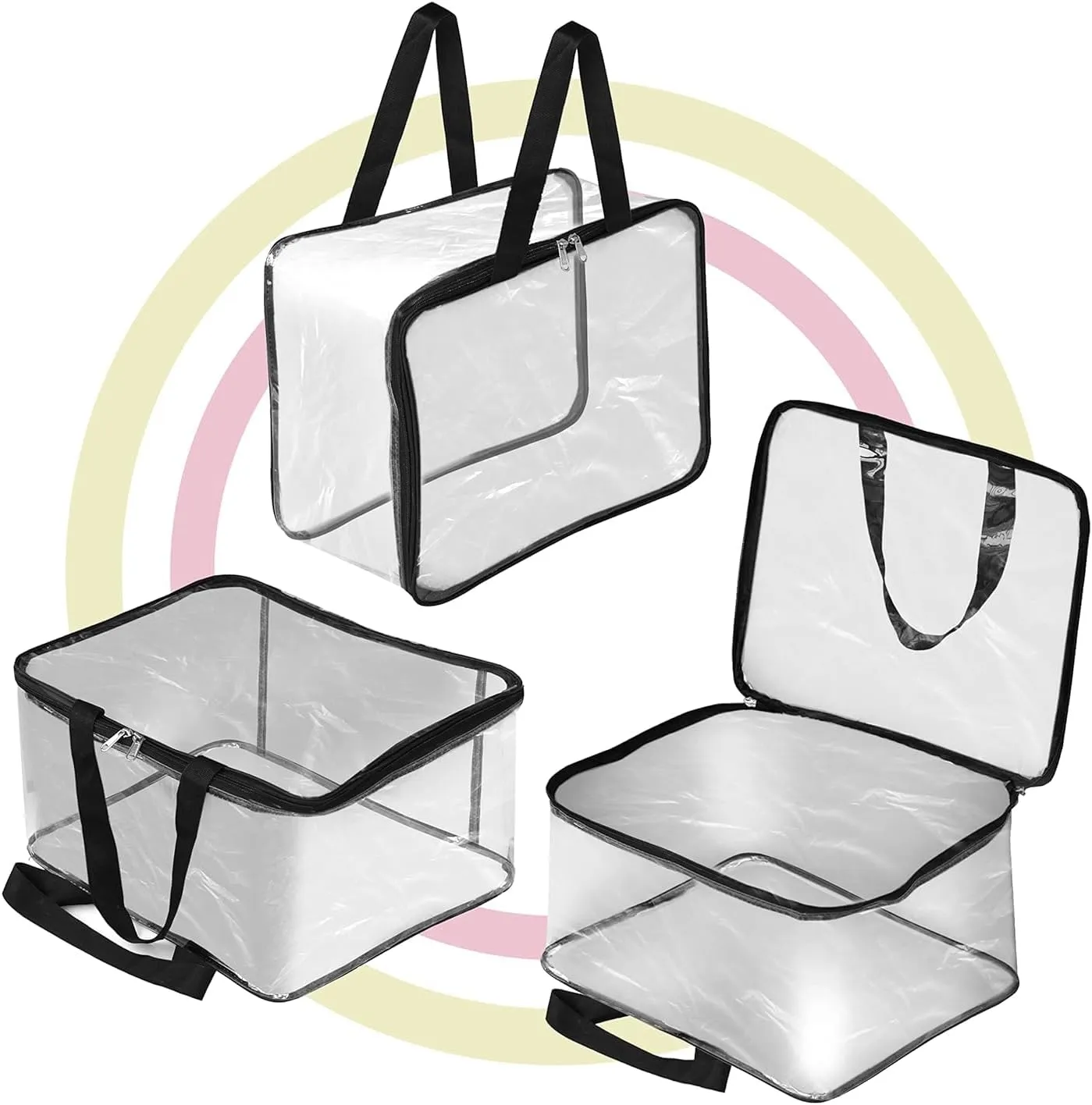 Transparent Pvc Storage Bag for Saree Covers,Clothes, Lehenga, Blankets, Bedsheets, Toys, Docs | Wardrobe Organizer | Clear Storage Box Bag (2, Transparent)