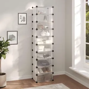 Transparent Shoe Rack for Organized Storage, Stylish Design, Sturdy Construction, Home or Office, 17.3" x 12.6" x 68.5"