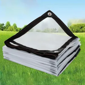 Transparent Waterproof Plastic Tarpaulin, 7 * 10ft 7 * 13ft 7 * 16ft Clear-Waterproof-Tarps-Outdoor，Windproof Clear Plastic Tarps,for Garden Winter(7x7 ft(2x2m))