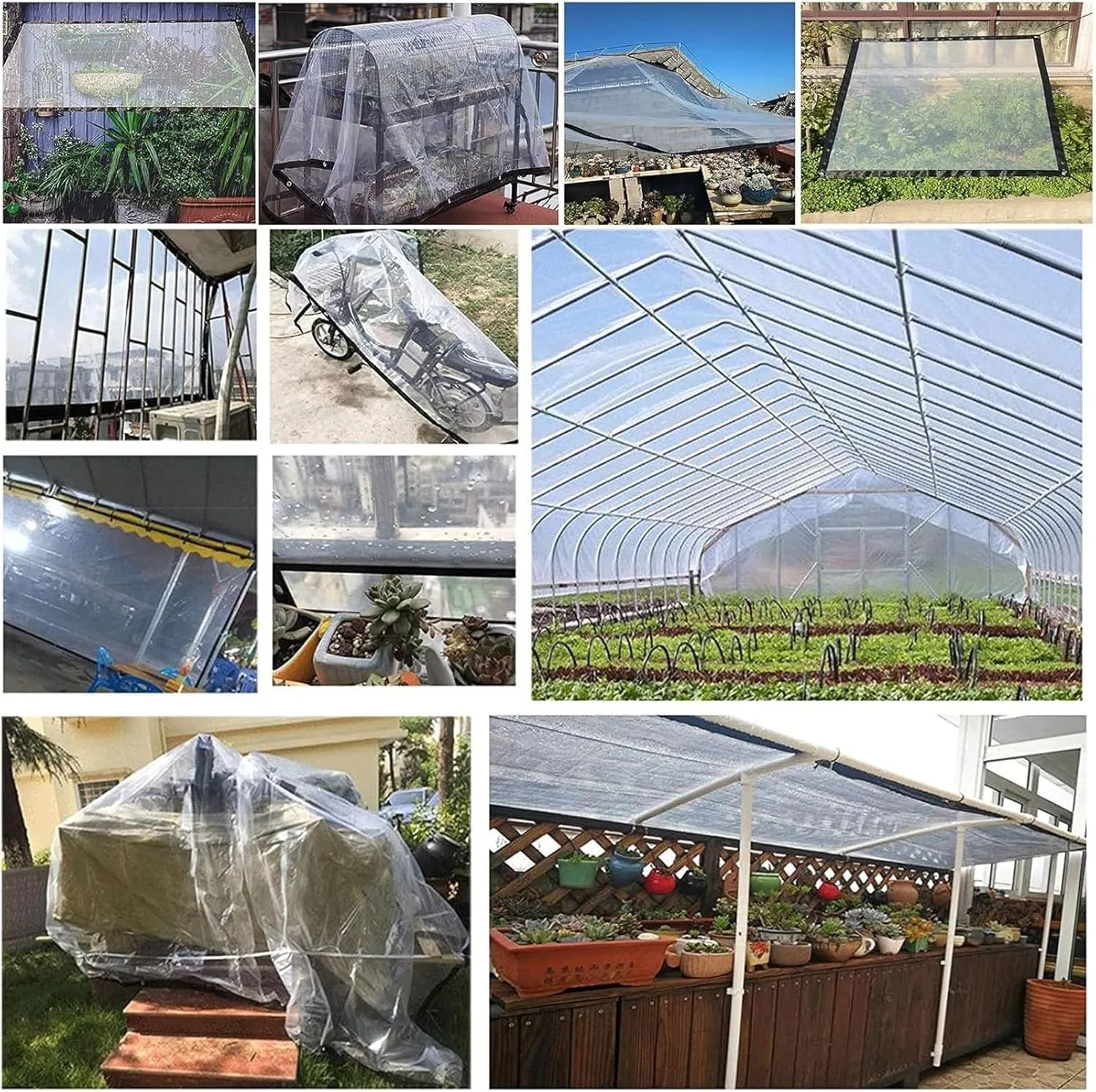 Transparent Waterproof Plastic Tarpaulin, 7 * 10ft 7 * 13ft 7 * 16ft Clear-Waterproof-Tarps-Outdoor，Windproof Clear Plastic Tarps,for Garden Winter(7x7 ft(2x2m))