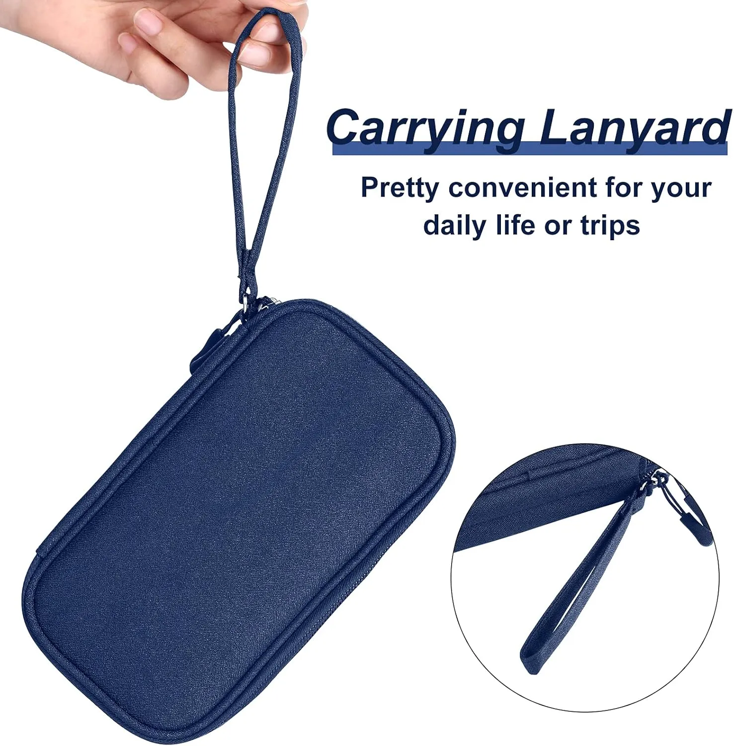 Travel Accessories Organizer Case, Tripped Gear Carrying Pouch for Electronics & Tech Essentials, Charger & Cords, Cables (Medium, Navy Blue)