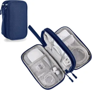 Travel Accessories Organizer Case, Tripped Gear Carrying Pouch for Electronics & Tech Essentials, Charger & Cords, Cables (Medium, Navy Blue)