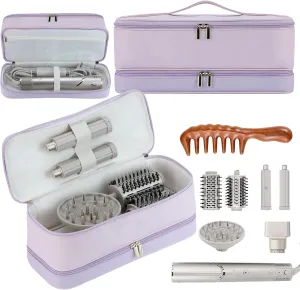 Travel Carrying Case for Shark Flexstyle Revlon Hair Dryer Airwrap, Double-Layer Airwrap Travel Case Shark Hair Tools Storage Bag for Airwrap Styler and Attachments, Purple