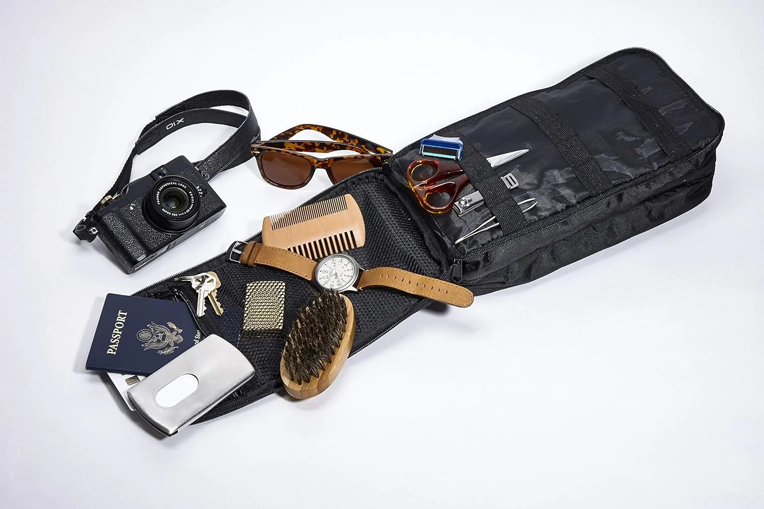 Travel Hanging Toiletry Bag For Men And Women - Large Mens Hang Toiletry Bag For Traveling - Waterproof Shaving Bag Organizer With Hook And Many Pockets (Black L)