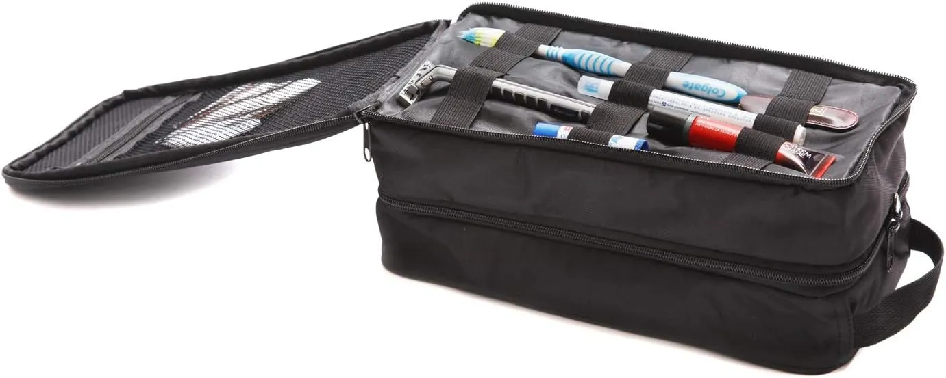Travel Hanging Toiletry Bag For Men And Women - Large Mens Hang Toiletry Bag For Traveling - Waterproof Shaving Bag Organizer With Hook And Many Pockets (Black L)